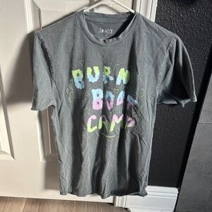 BURN Gray Graphic Short Sleeve Tee - Colorful Puff Lettering